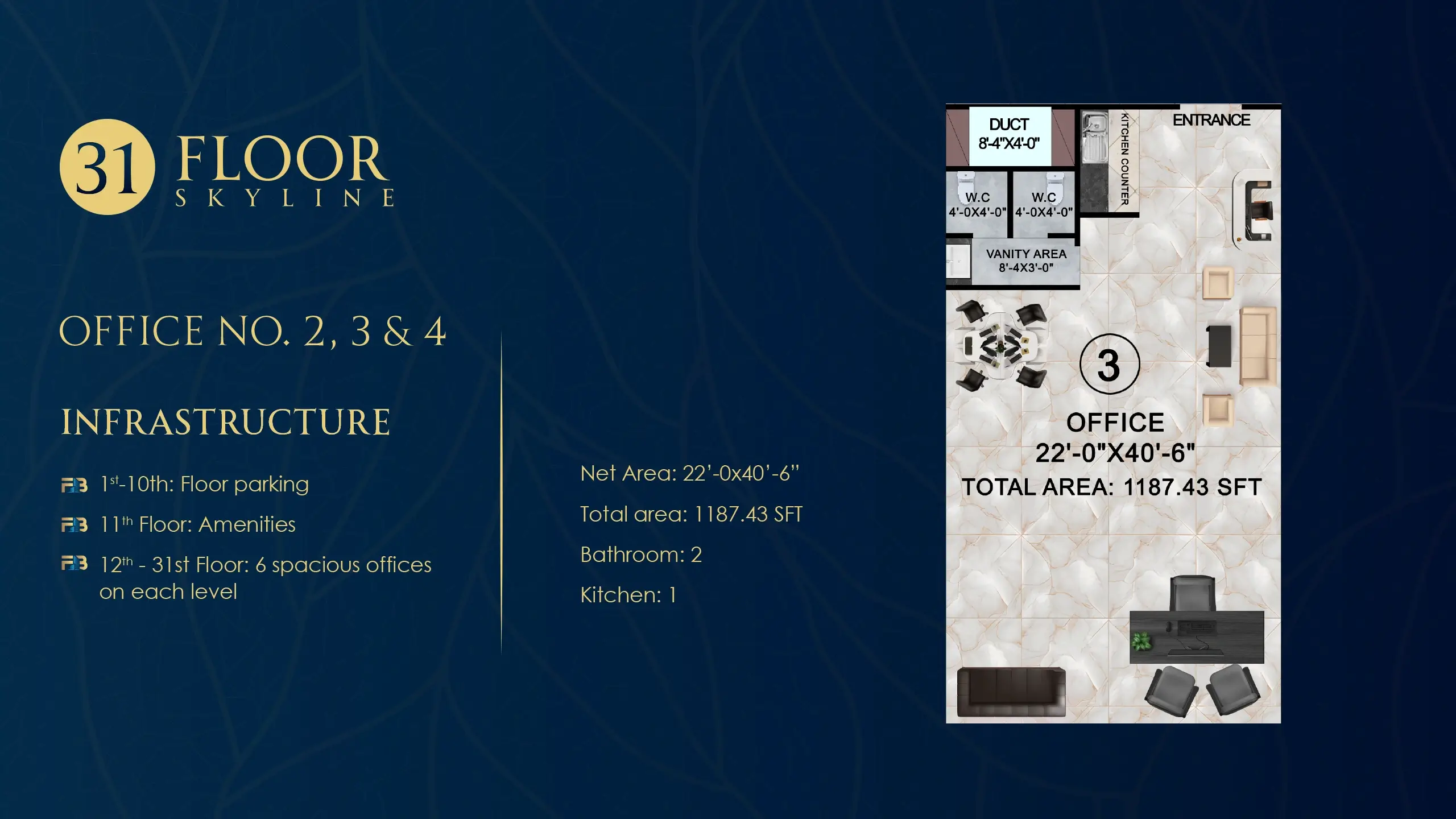 Office No. 3 floor plan at Faizan Business Bay