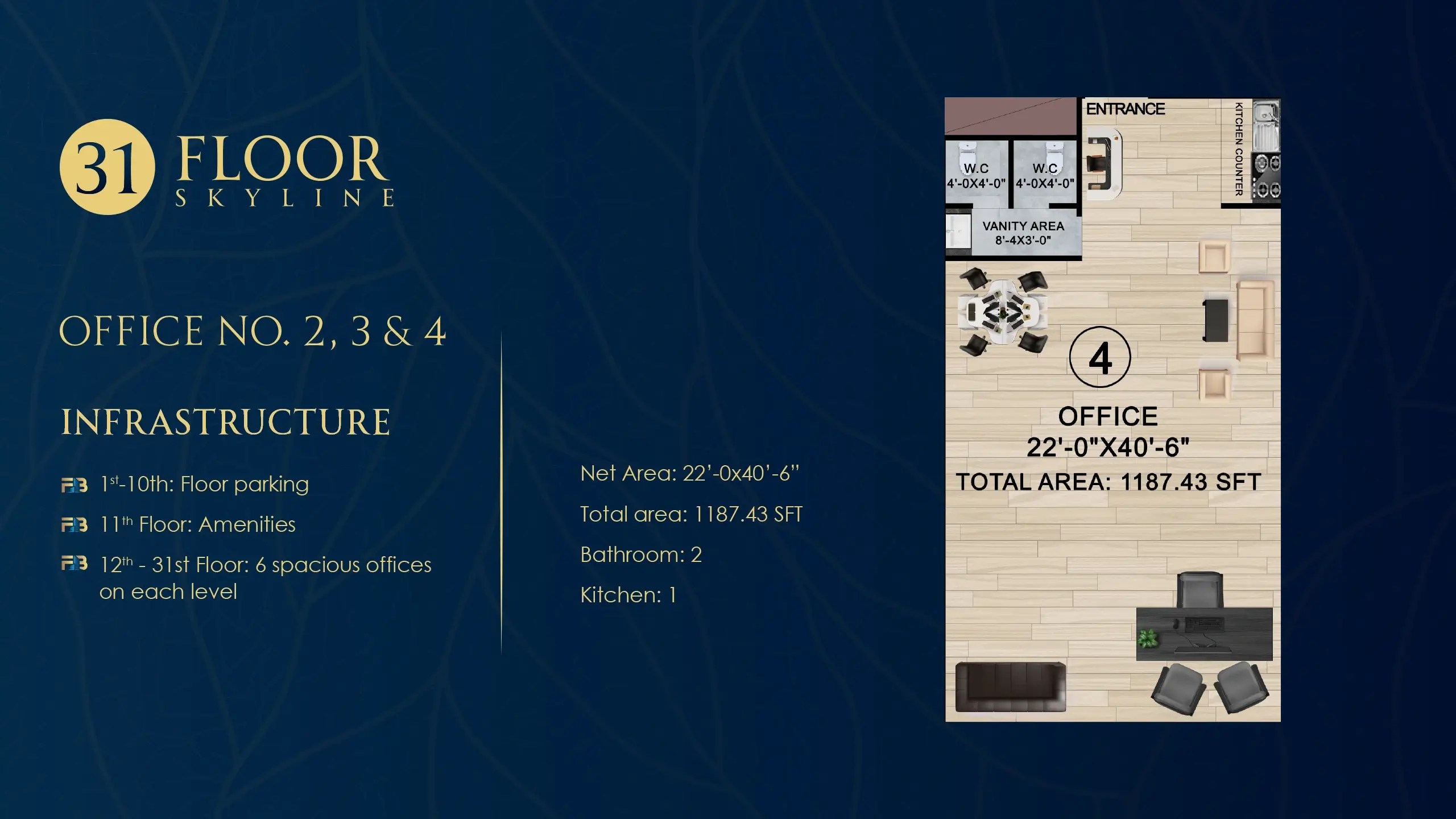 Office No. 4 floor plan at Faizan Business Bay
