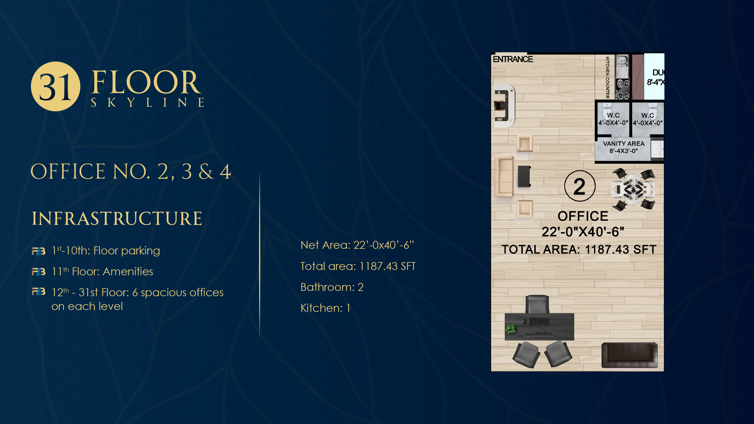 Office No. 2 floor plan at Faizan Business Bay