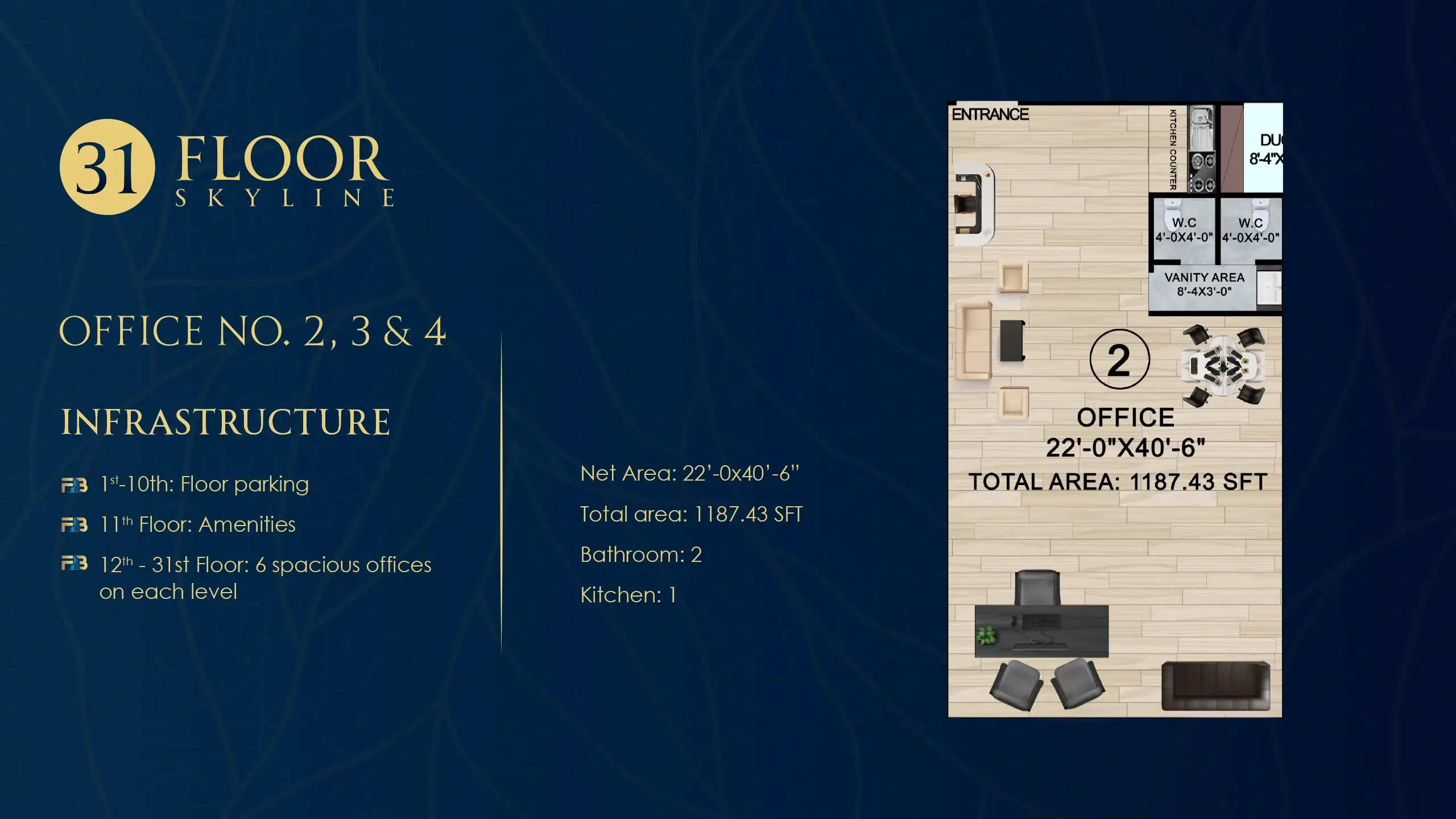 Office No. 2 floor plan at Faizan Business Bay