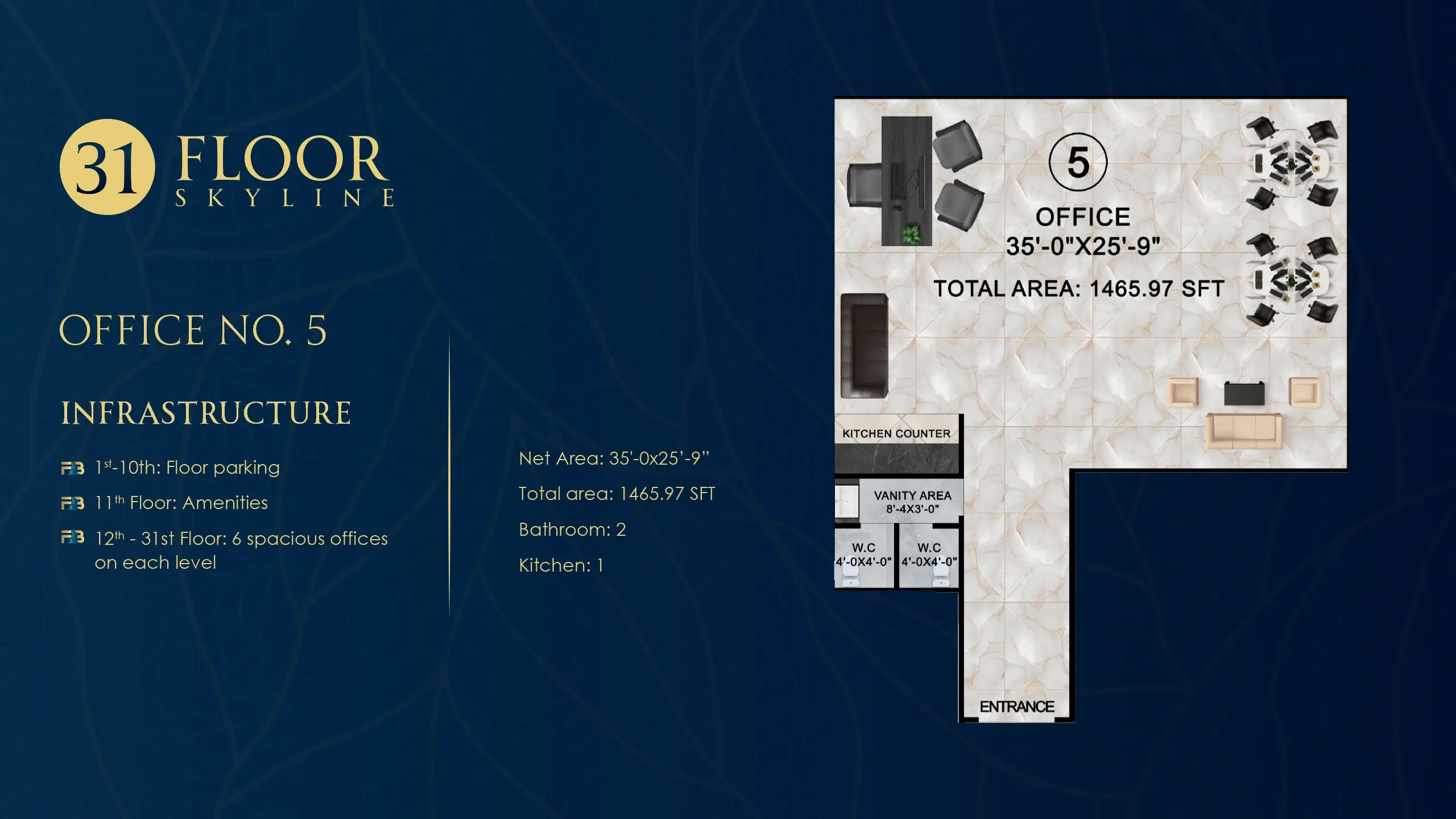 Office No. 5 floor plan at Faizan Business Bay