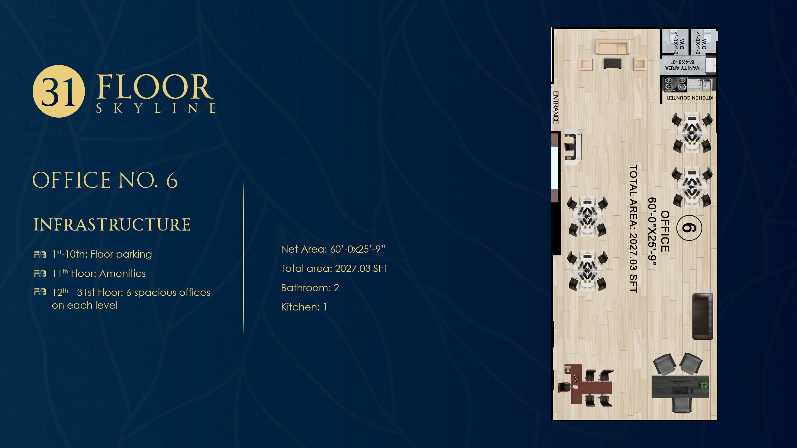 Office No. 6 floor plan at Faizan Business Bay