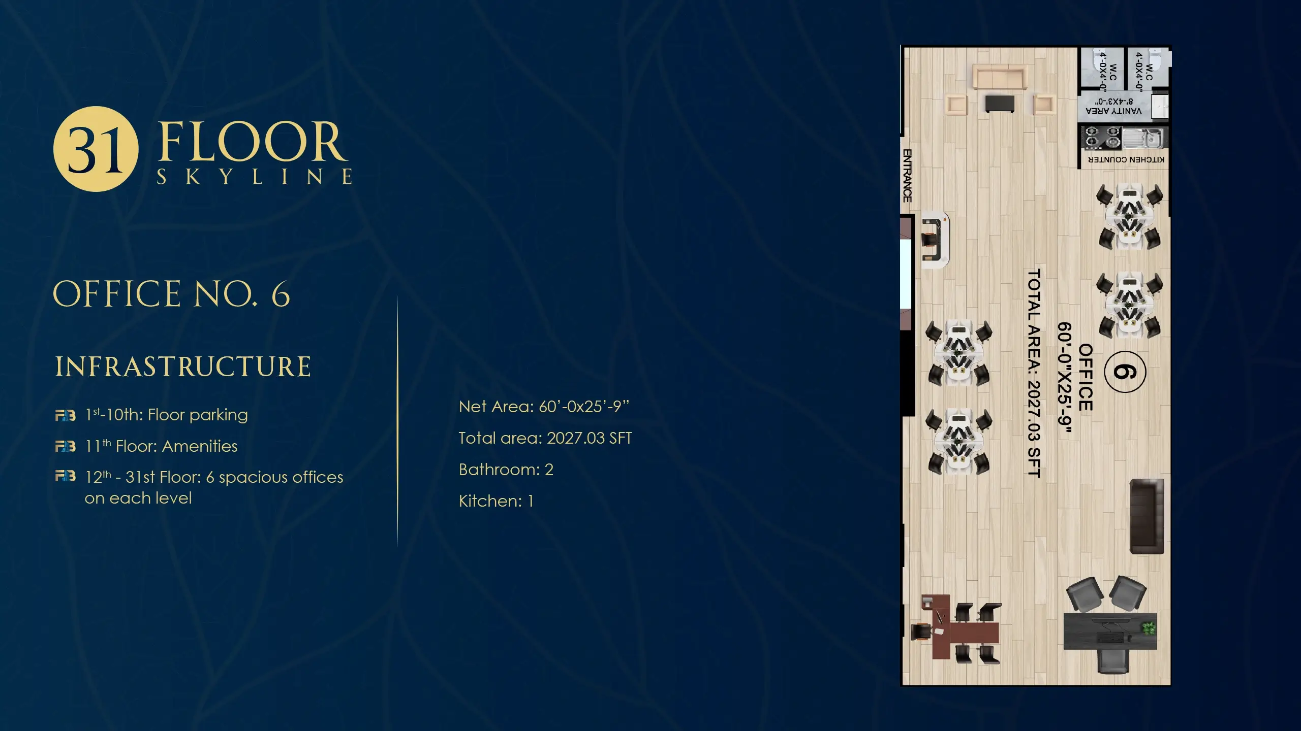 Office No. 6 floor plan at Faizan Business Bay