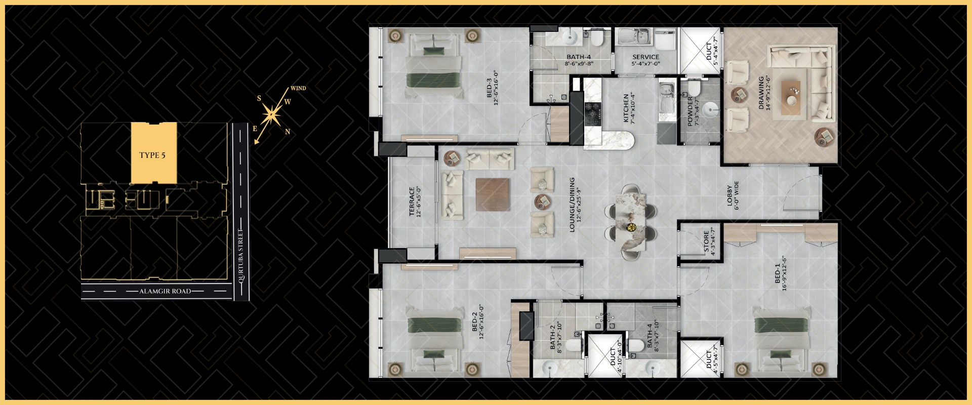 Type 5 apartment type at Faizan Landmark 1